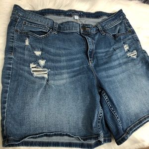Boutique boyfriend distressed denim shorts